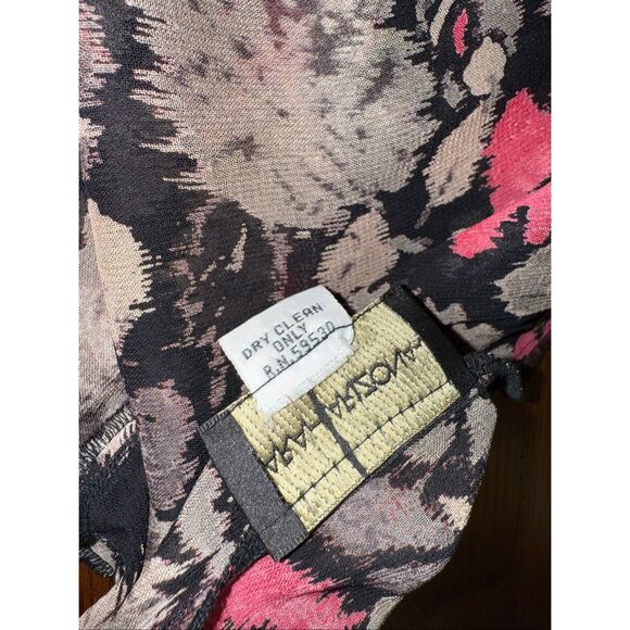 Vintage Y2K Reversible Floral Midi Skirt – Rose Print Black Red + Gray Pink Abst - Picture 12 of 16